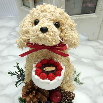 クリスマス限定プリザーブドトピアリー白い犬