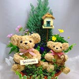 水苔動物トピアリーの親子スタンダード