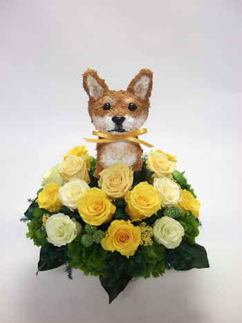 柴犬のトピアリープリザーブドフラワーアレンジ