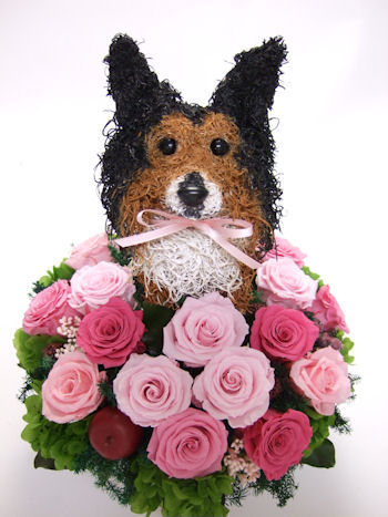 開店祝い犬の花