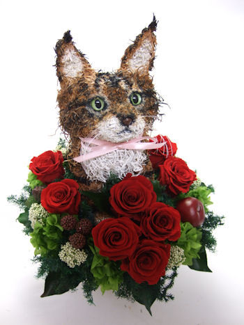猫好き還暦祝いの花
