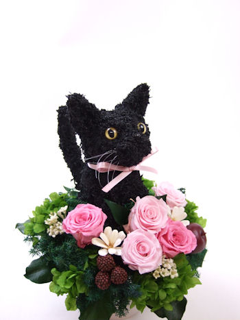 黒猫 プリザーブドフラワー