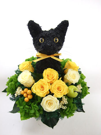 黒猫　プリザーブドフラワー