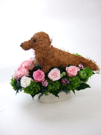 犬のお供え花　プリザーブドフラワー