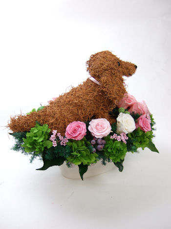 犬のお供え花　プリザーブドフラワー