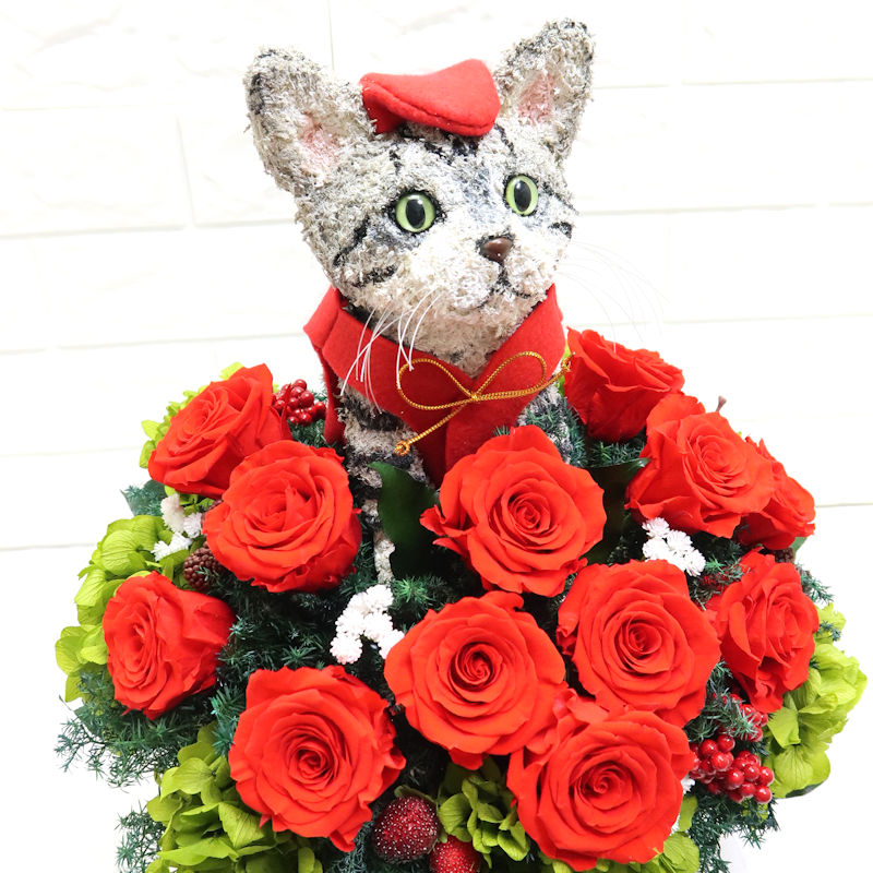 還暦祝い　猫好き　花