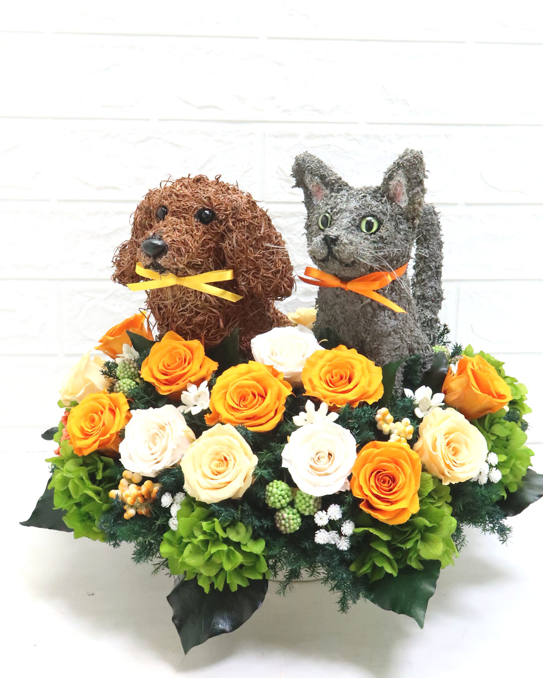 犬と猫　花