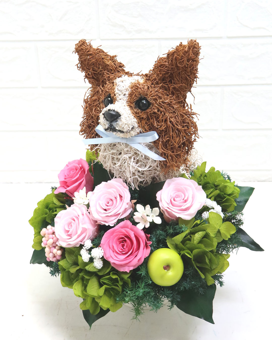 パピヨン犬　花