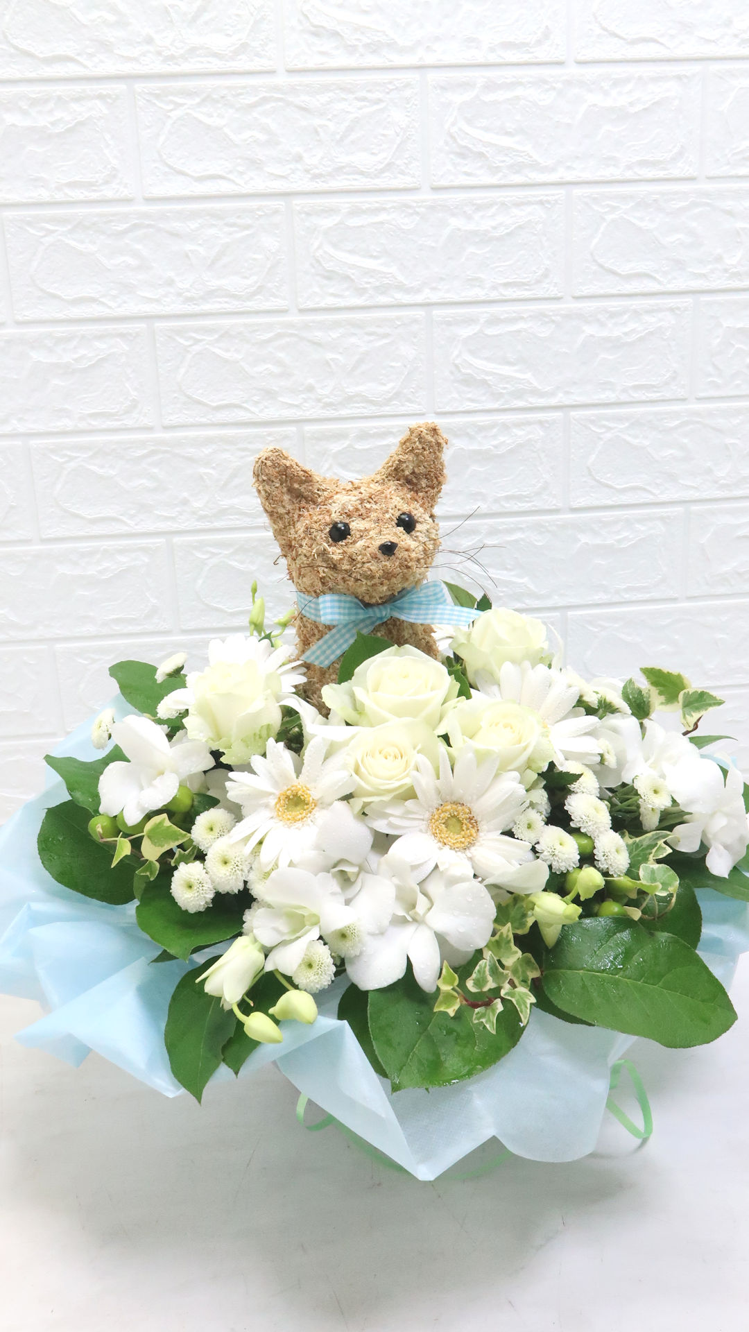 猫 フラワーアレンジメント