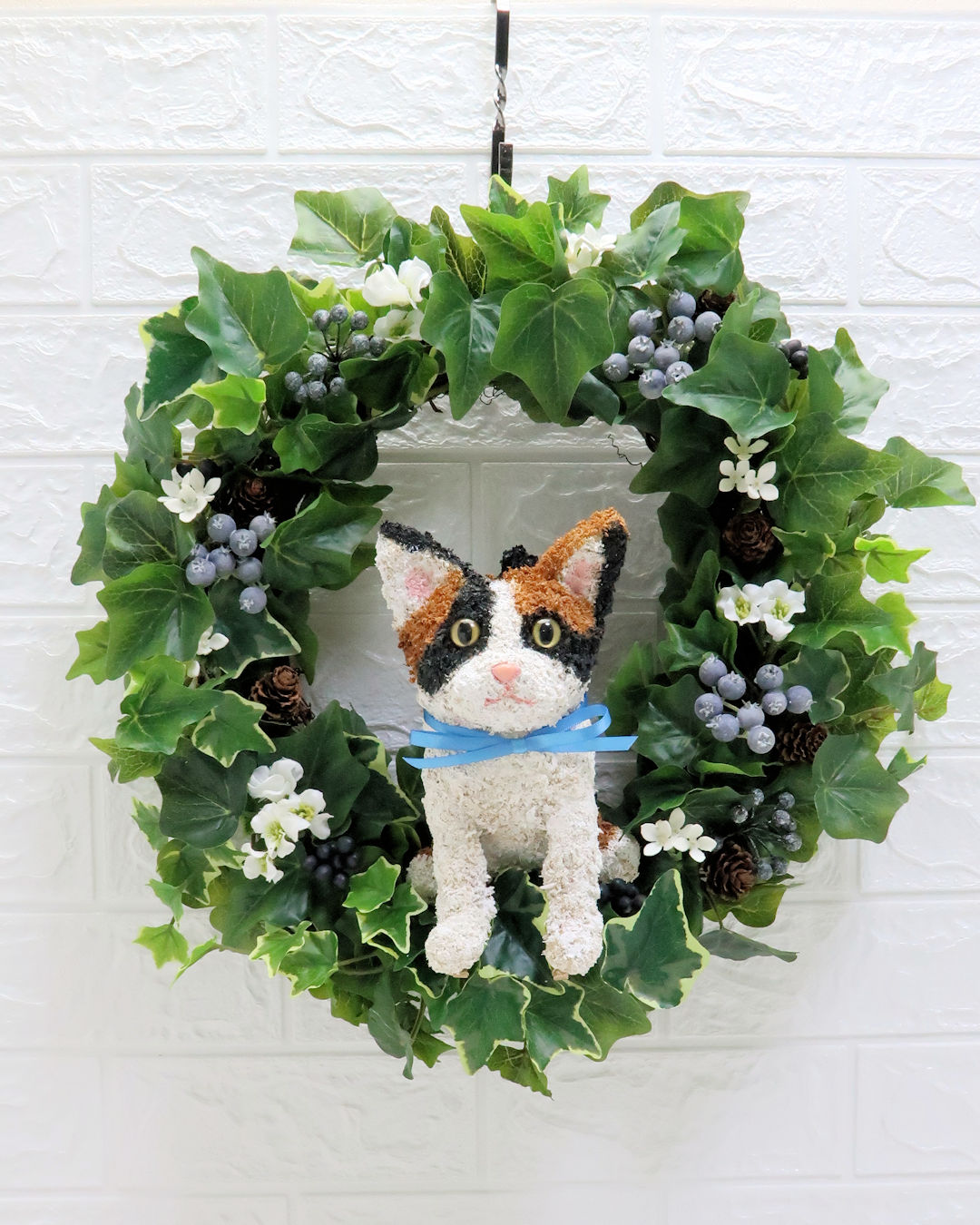 三毛猫フラワーリース