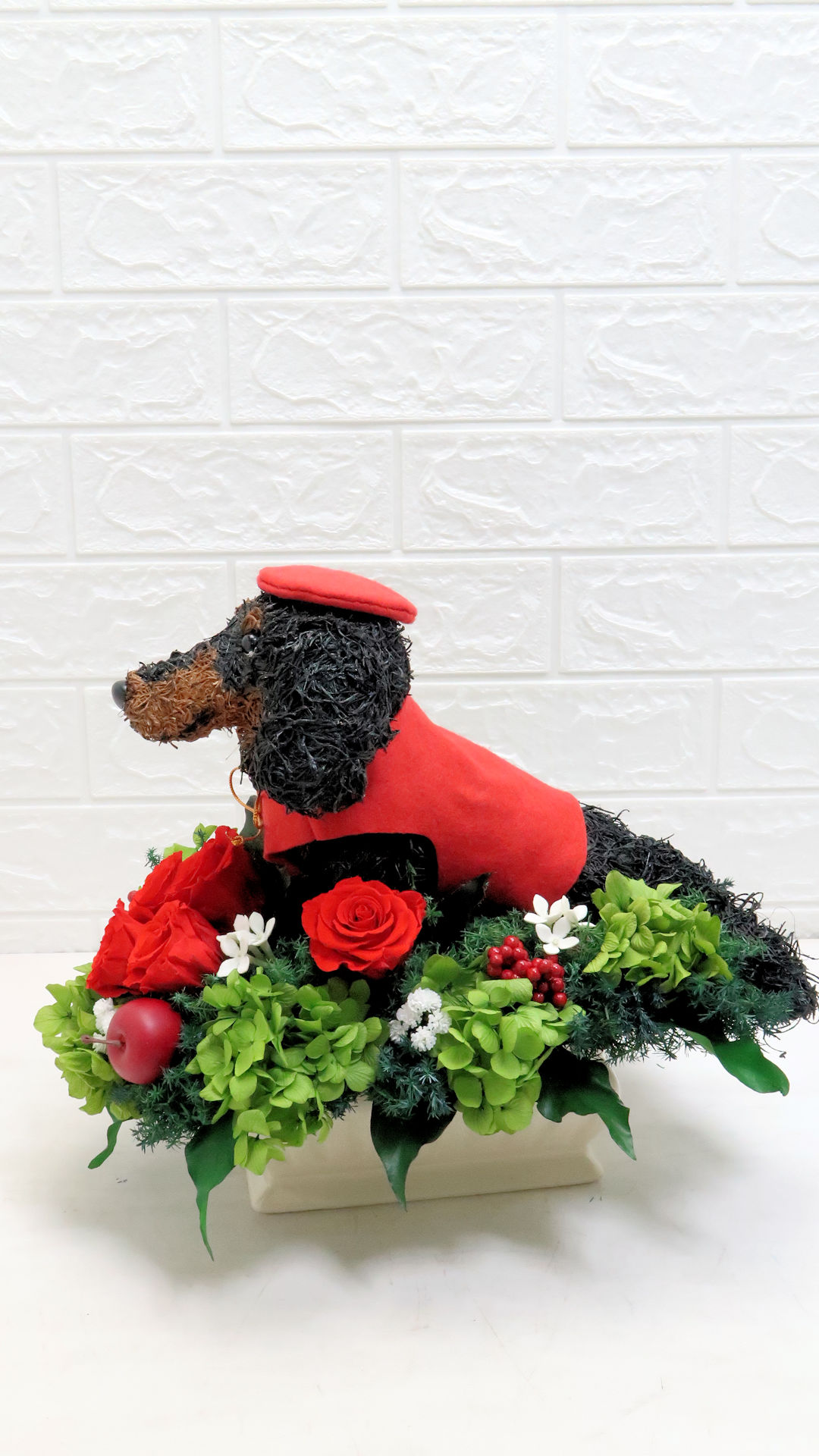 プリザーブドフラワーアレンジ犬