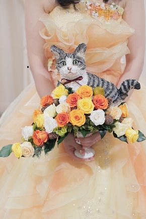 猫のオーダーメイドウェディングブーケ