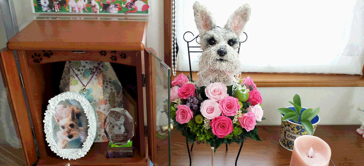 シュナウザー　お供え花
